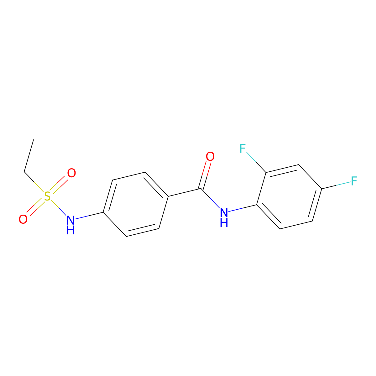 N-(2,4-difluorophenyl)-4-(ethylsulfonylamino)benzamide molecular structure, CAS 839690-16-3