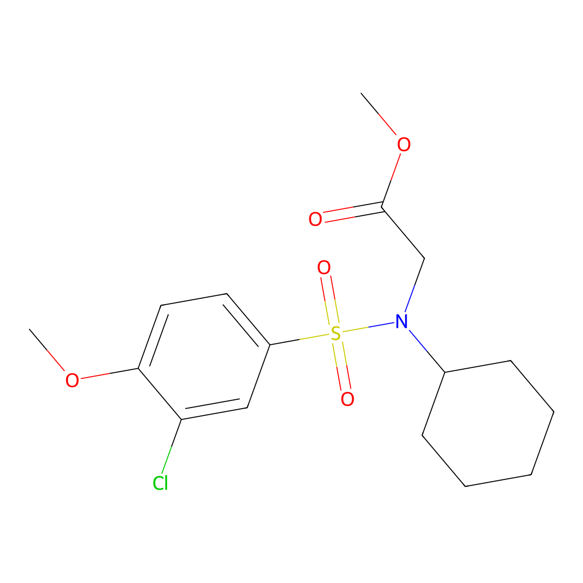 Methyl 2-[(3-chloro-4-methoxyphenyl)sulfonyl-cyclohexylamino]acetate molecular structure, CAS 839690-20-9