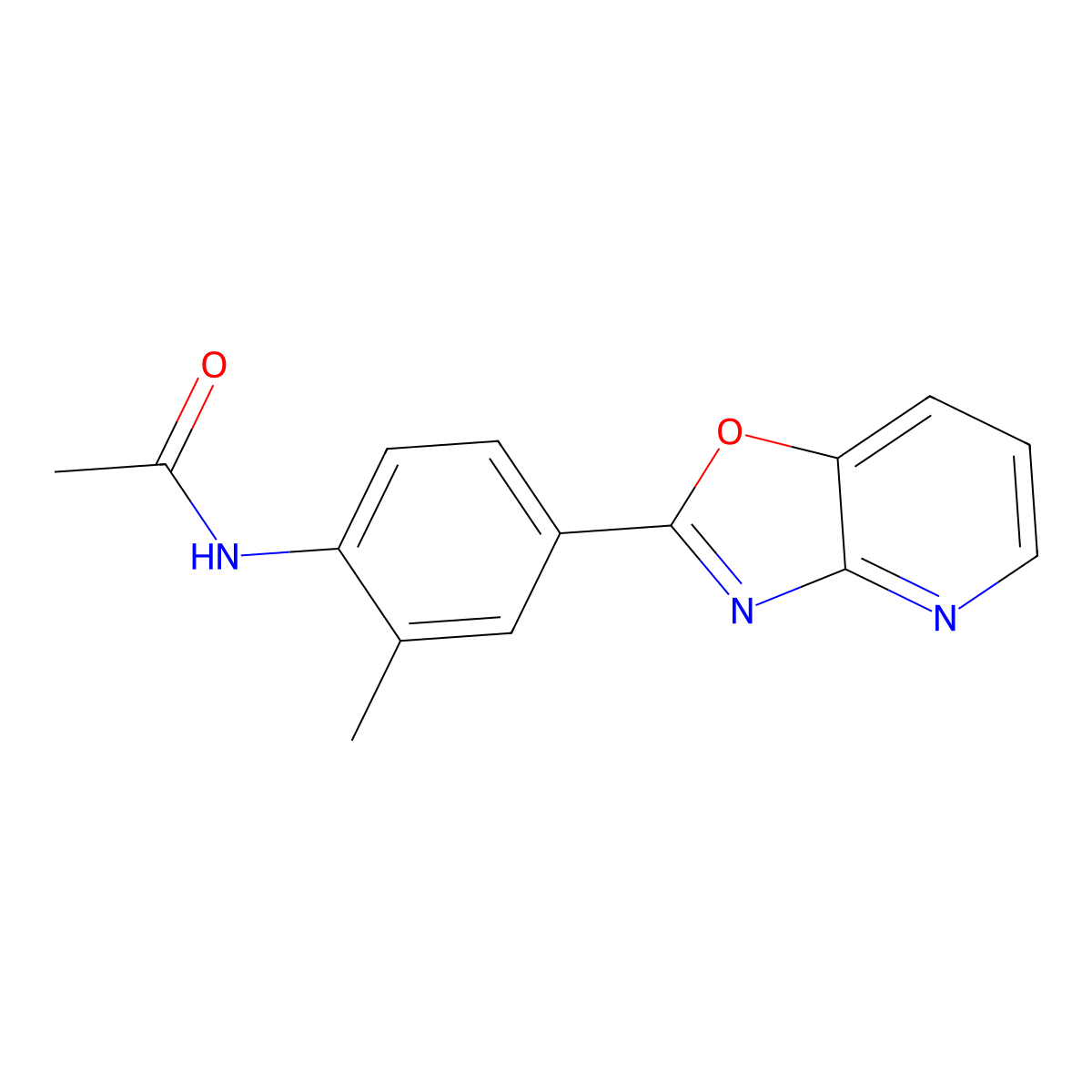 N-[2-methyl-4-([1,3]oxazolo[4,5-b]pyridin-2-yl)phenyl]acetamide molecular structure, CAS 839690-27-6