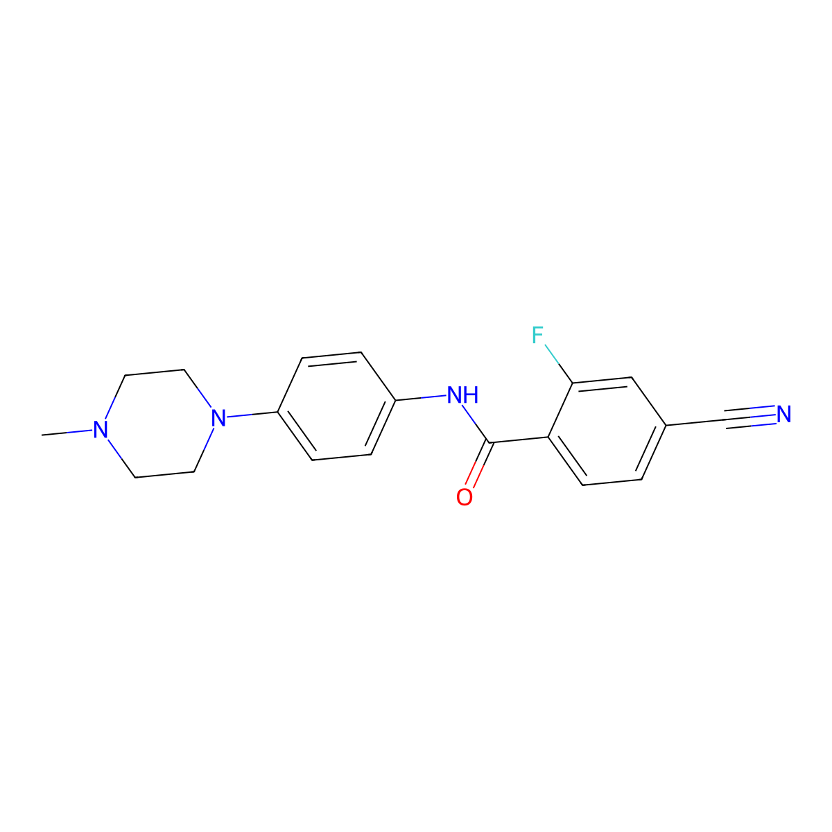 4-cyano-2-fluoro-N-[4-(4-methylpiperazin-1-yl)phenyl]benzamide molecular structure, CAS 839690-29-8