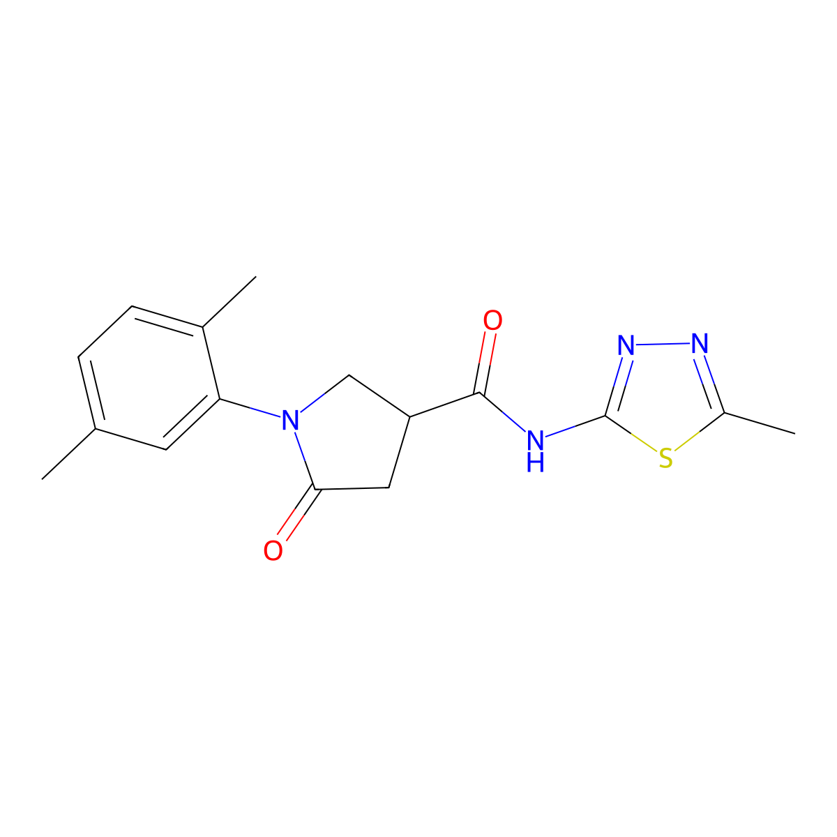 1-(2,5-dimethylphenyl)-N-(5-methyl-1,3,4-thiadiazol-2-yl)-5-oxopyrrolidine-3-carboxamide molecular structure, CAS 839690-46-9