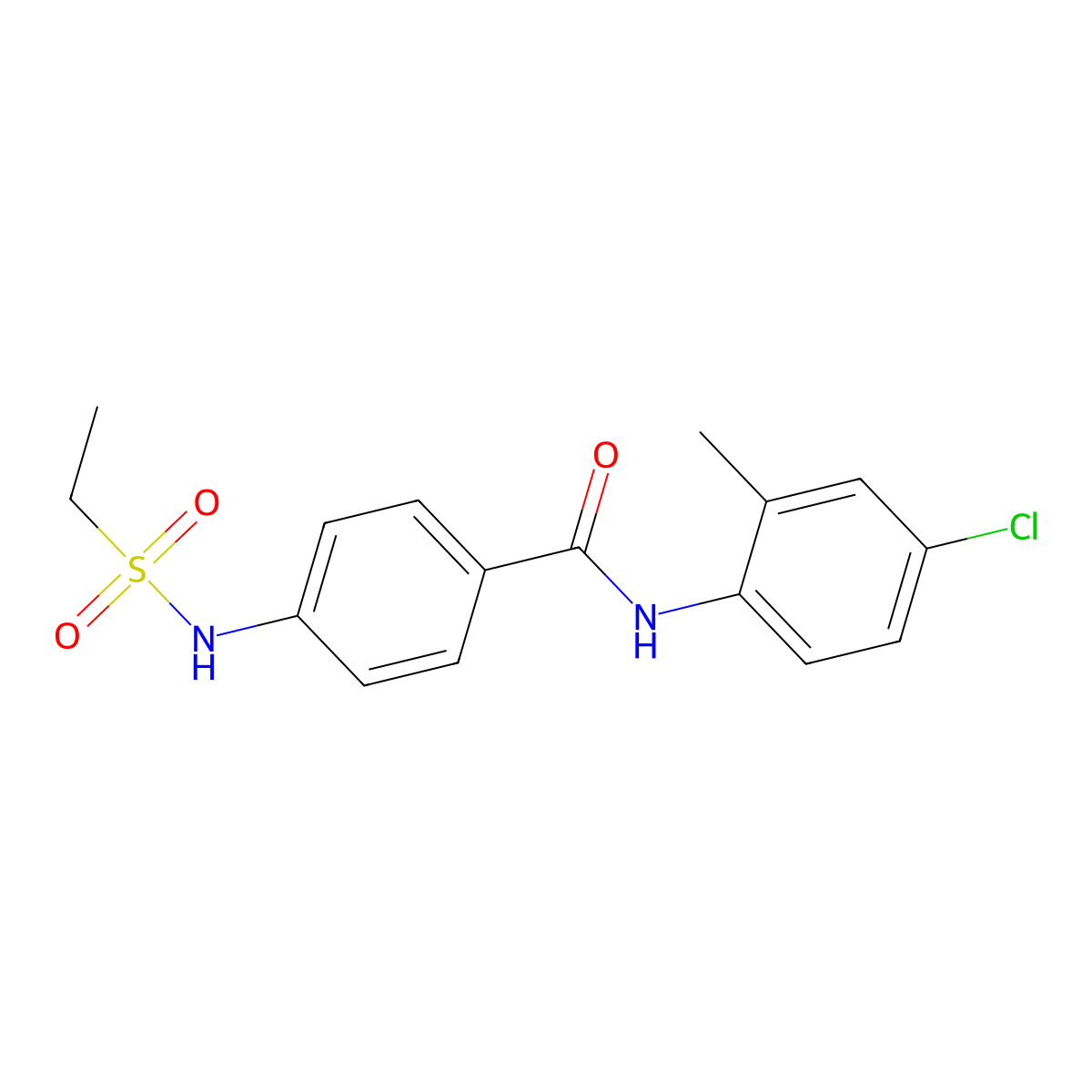 N-(4-chloro-2-methylphenyl)-4-(ethylsulfonylamino)benzamide molecular structure, CAS 839690-47-0