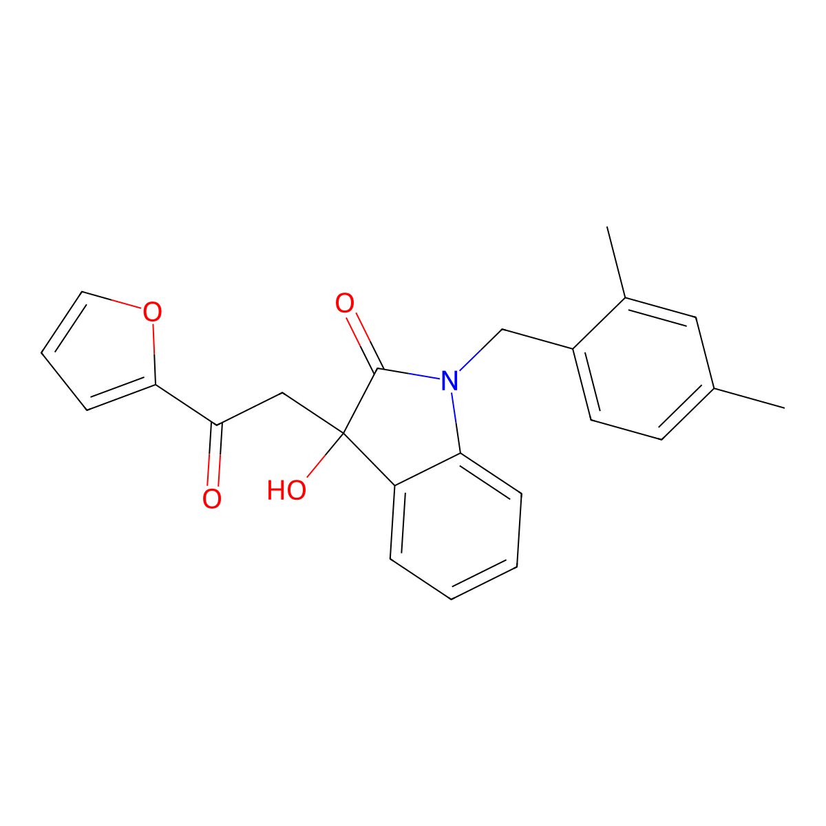 1-[(2,4-Dimethylphenyl)methyl]-3-[2-(furan-2-yl)-2-oxoethyl]-3-hydroxyindol-2-one molecular structure, CAS 839690-53-8