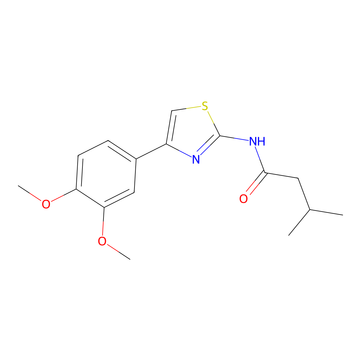 N-[4-(3,4-dimethoxyphenyl)-1,3-thiazol-2-yl]-3-methylbutanamide molecular structure, CAS 839690-65-2