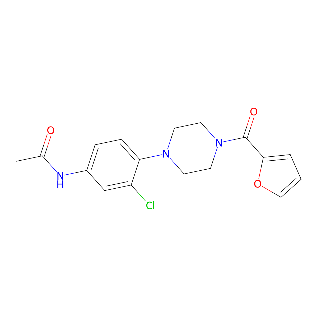 N-[3-chloro-4-[4-(furan-2-carbonyl)piperazin-1-yl]phenyl]acetamide molecular structure, CAS 839691-14-4