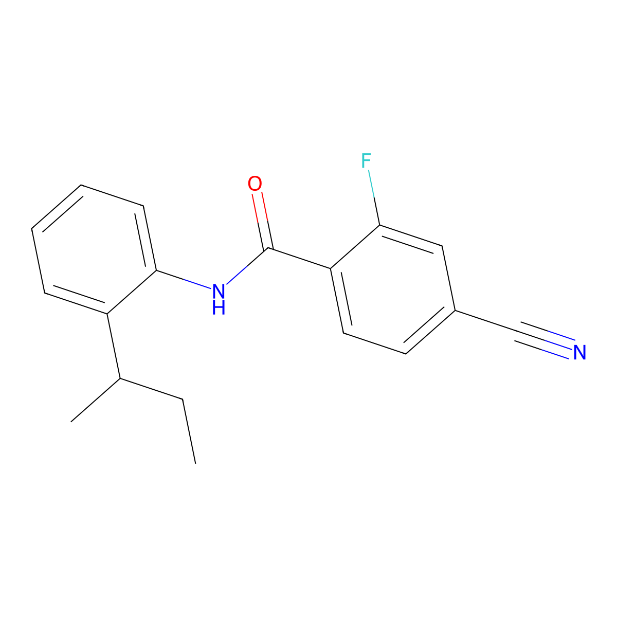 N-(2-sec-butylphenyl)-4-cyano-2-fluorobenzamide molecular structure, CAS 839691-26-8