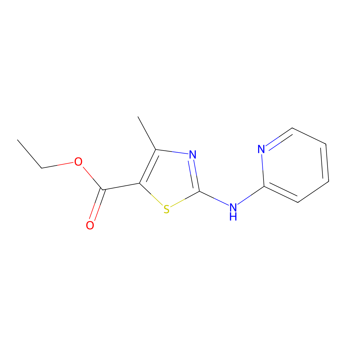 Ethyl 4-methyl-2-(pyridin-2-ylamino)thiazole-5-carboxylate molecular structure, CAS 839691-36-0