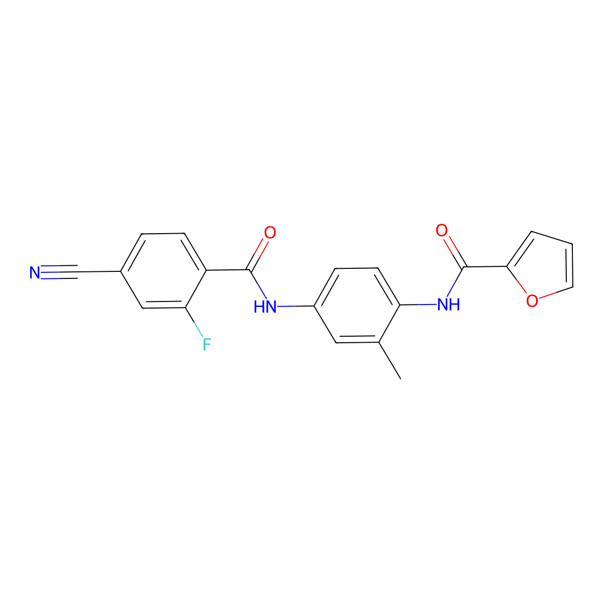 N-[4-[(4-cyano-2-fluorobenzoyl)amino]-2-methylphenyl]furan-2-carboxamide molecular structure, CAS 839691-38-2