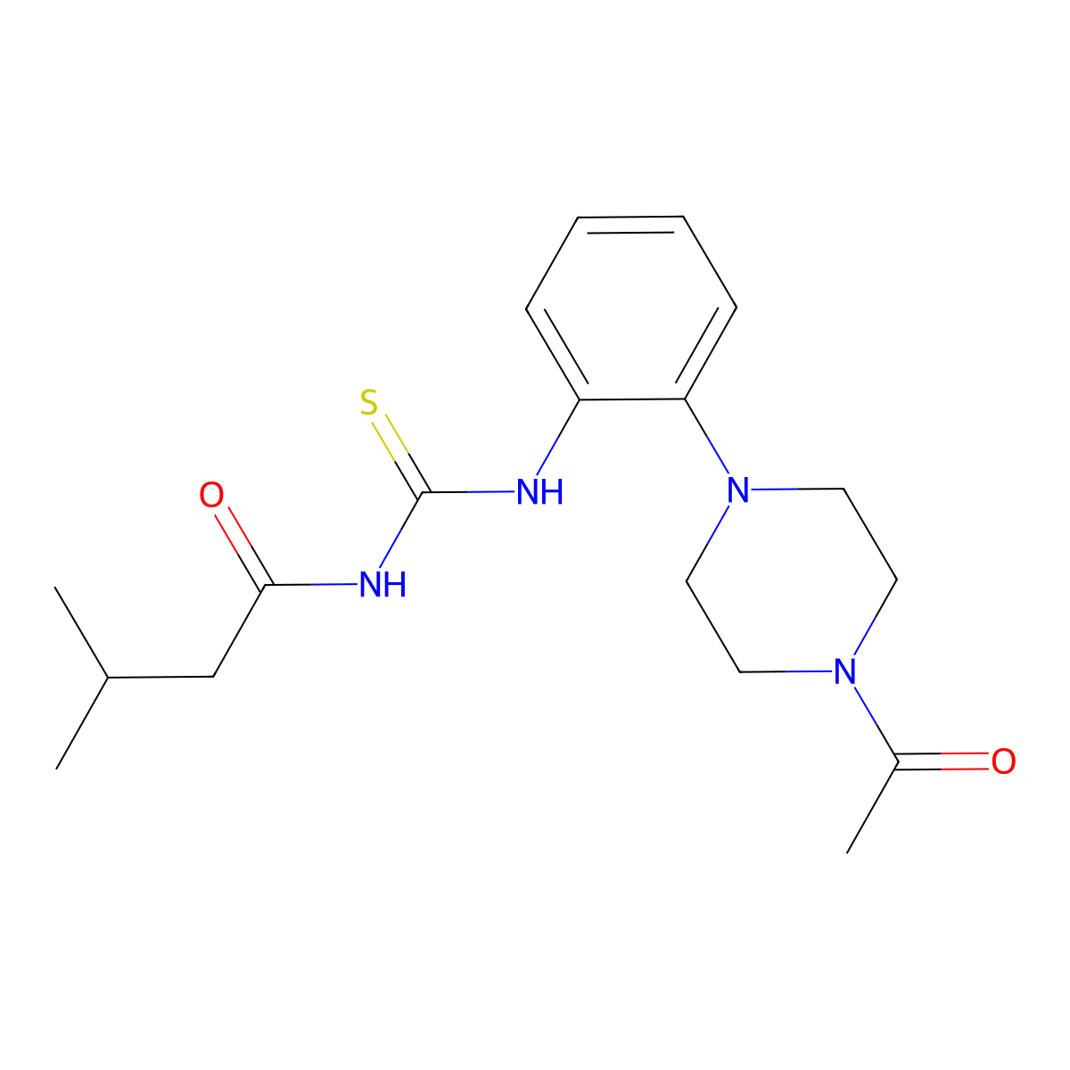 N-[[2-(4-acetylpiperazin-1-yl)phenyl]carbamothioyl]-3-methylbutanamide molecular structure, CAS 839691-87-1