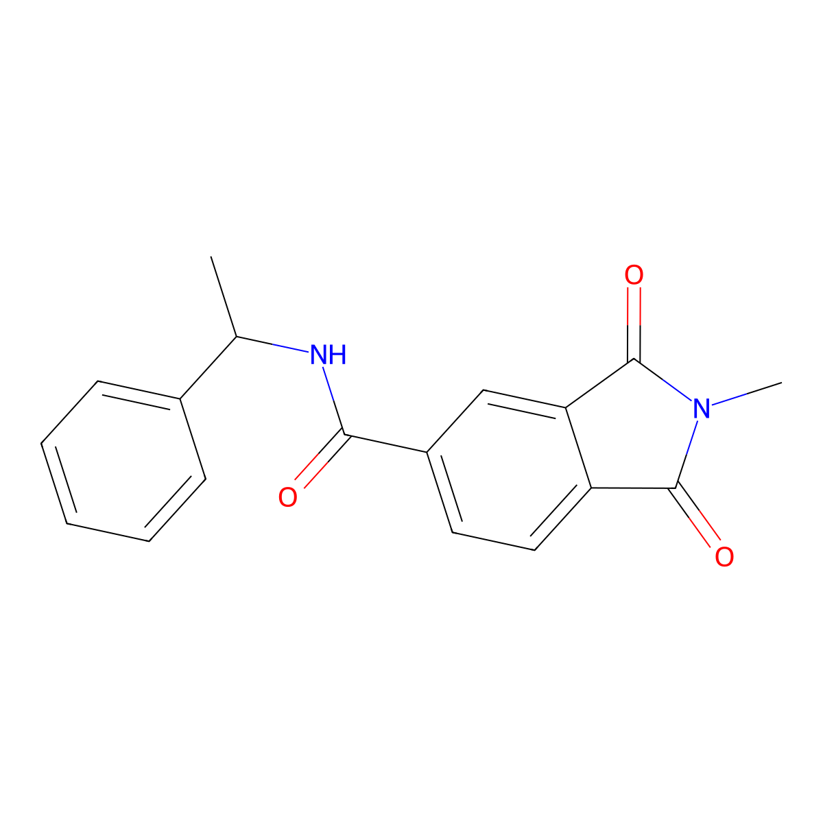 2-methyl-1,3-dioxo-N-(1-phenylethyl)isoindole-5-carboxamide molecular structure, CAS 839691-91-7