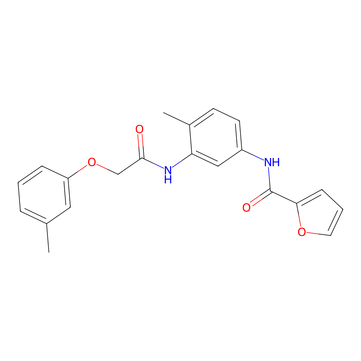 N-[4-methyl-3-[[2-(3-methylphenoxy)acetyl]amino]phenyl]furan-2-carboxamide molecular structure, CAS 839692-11-4