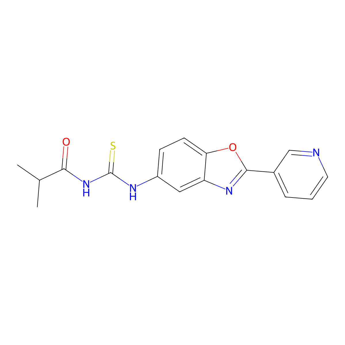 N-isobutyryl-N'-[2-(3-pyridinyl)-1,3-benzoxazol-5-yl]thiourea molecular structure, CAS 839692-18-1