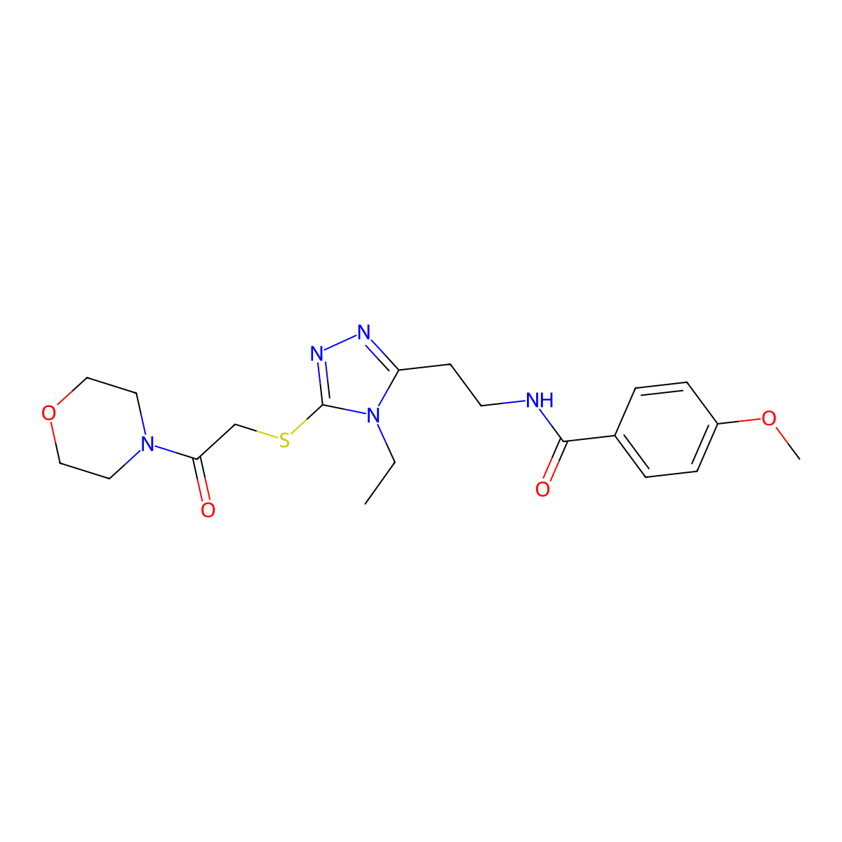 N-[2-[4-ethyl-5-(2-morpholin-4-yl-2-oxoethyl)sulfanyl-1,2,4-triazol-3-yl]ethyl]-4-methoxybenzamide molecular structure, CAS 839692-27-2