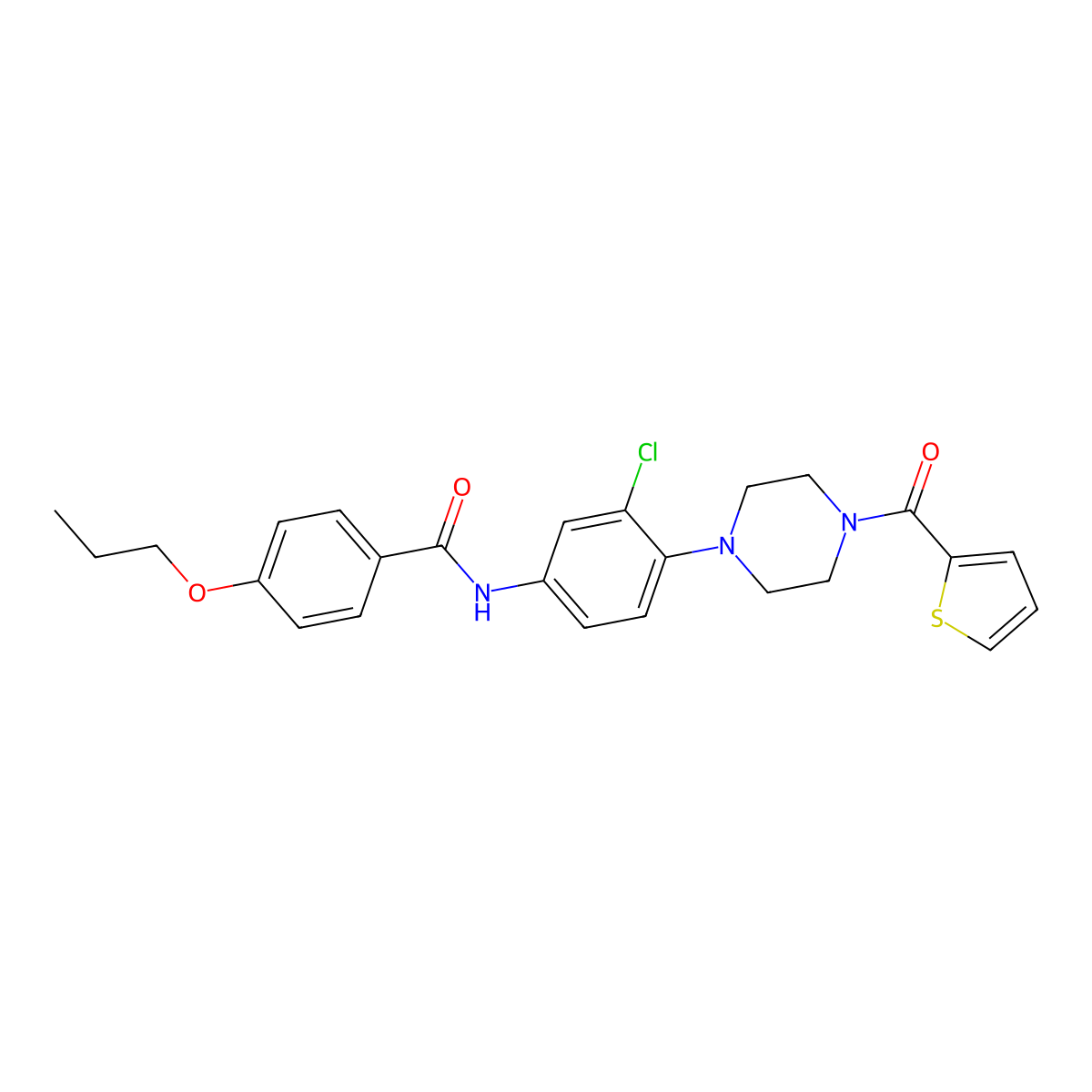 N-[3-chloro-4-[4-(thiophene-2-carbonyl)piperazin-1-yl]phenyl]-4-propoxybenzamide molecular structure, CAS 839692-32-9