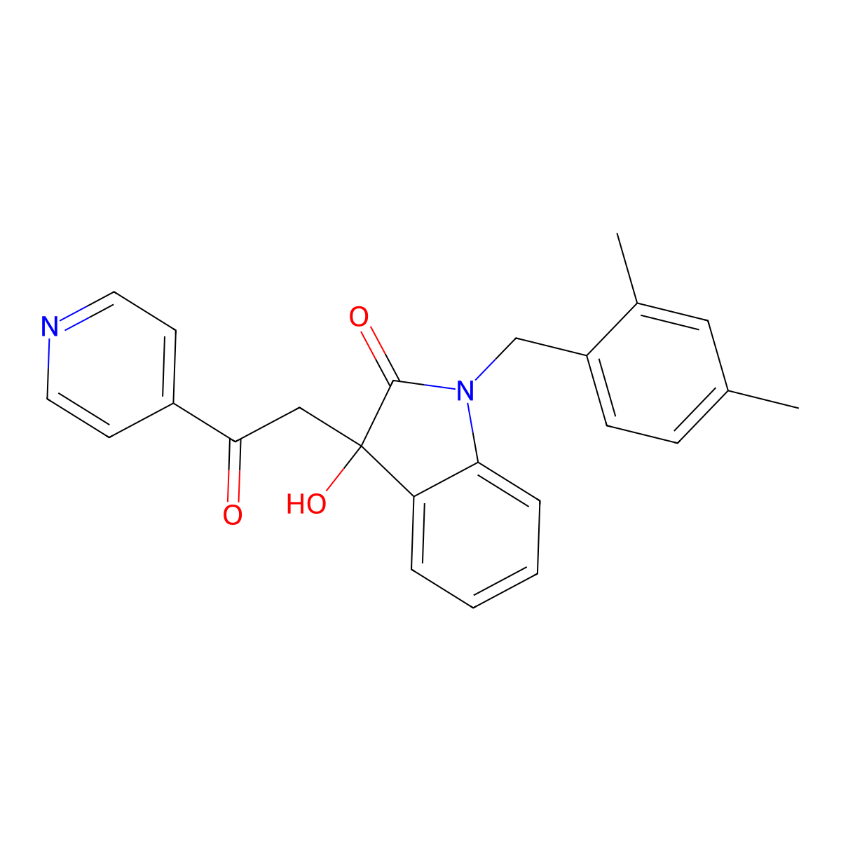 1-[(2,4-Dimethylphenyl)methyl]-3-hydroxy-3-(2-oxo-2-pyridin-4-ylethyl)indol-2-one molecular structure, CAS 839692-62-5