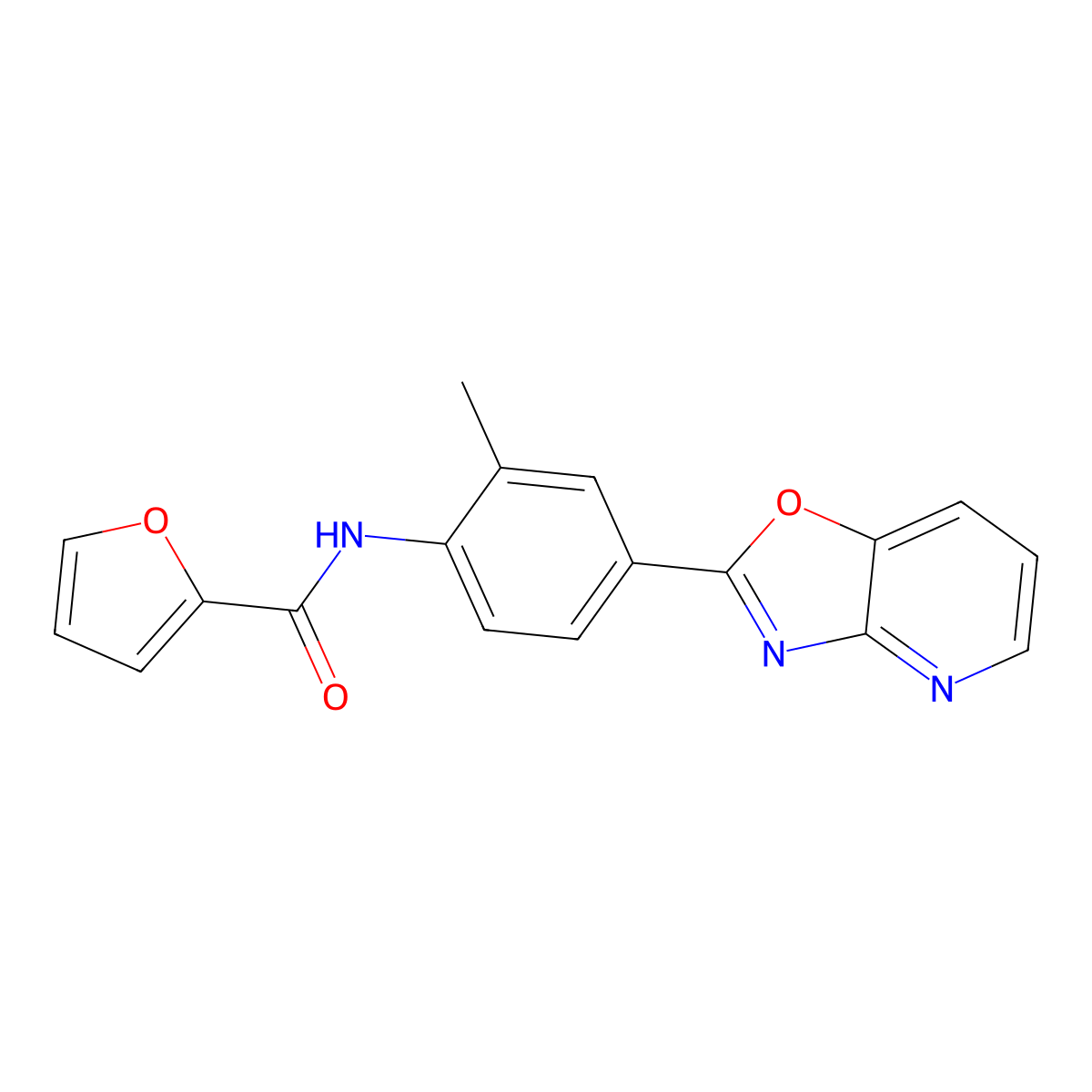 N-[2-methyl-4-([1,3]oxazolo[4,5-b]pyridin-2-yl)phenyl]furan-2-carboxamide molecular structure, CAS 839692-72-7