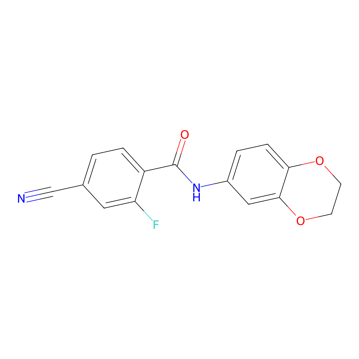 4-cyano-N-(2,3-dihydro-1,4-benzodioxin-6-yl)-2-fluorobenzamide molecular structure, CAS 839692-76-1