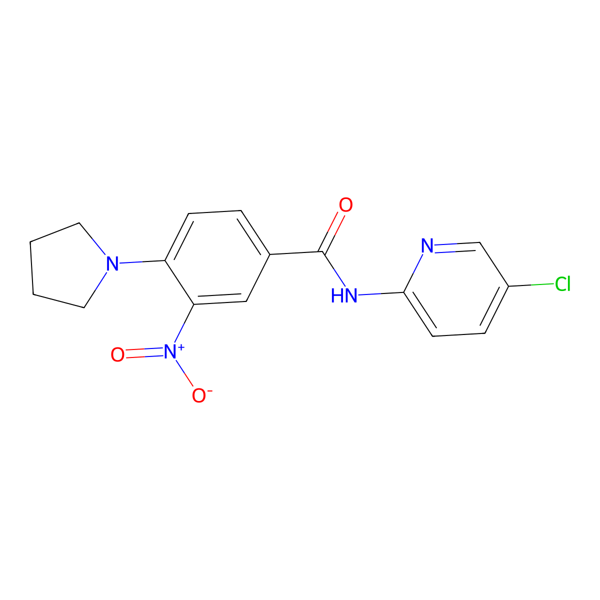 N-(5-chloropyridin-2-yl)-3-nitro-4-pyrrolidin-1-ylbenzamide molecular structure, CAS 839692-78-3