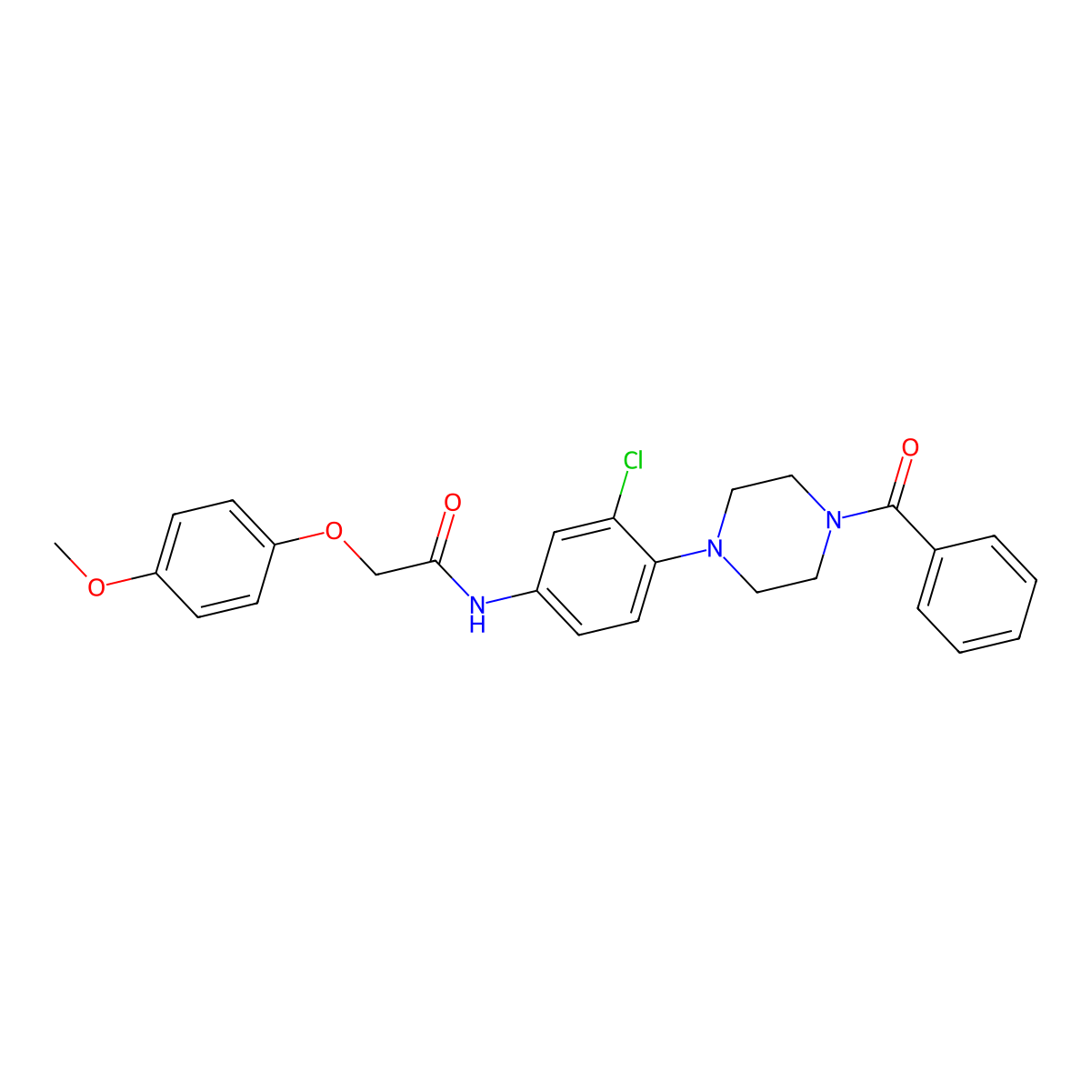 N-[4-(4-benzoylpiperazin-1-yl)-3-chlorophenyl]-2-(4-methoxyphenoxy)acetamide molecular structure, CAS 839692-80-7