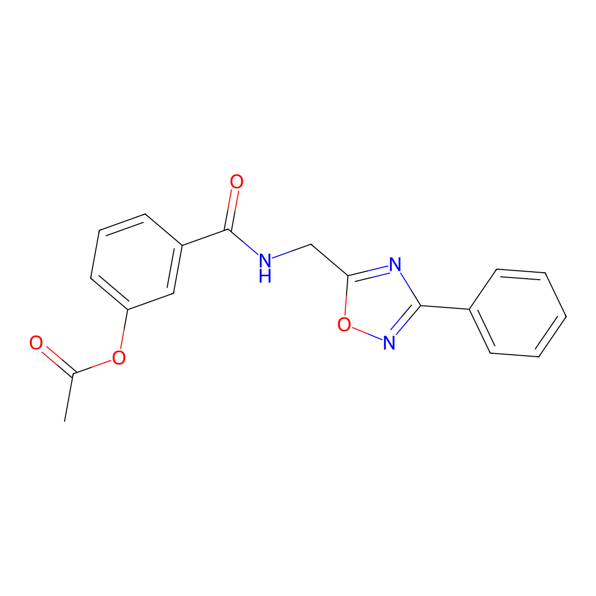 3-(((3-Phenyl-1,2,4-oxadiazol-5-yl)methyl)carbamoyl)phenyl acetate molecular structure, CAS 839693-05-9