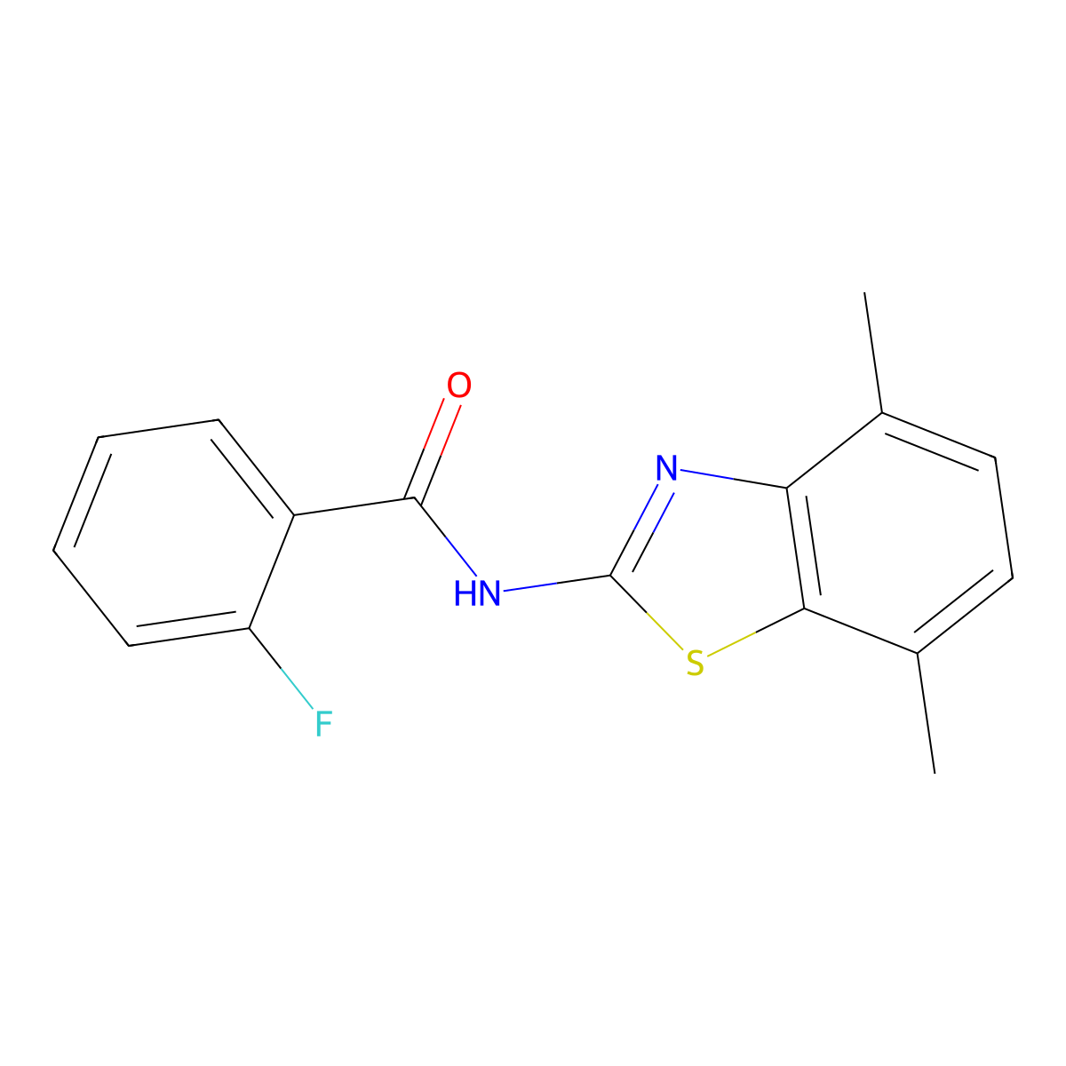 N-(4,7-dimethyl-1,3-benzothiazol-2-yl)-2-fluorobenzamide molecular structure, CAS 839693-14-0