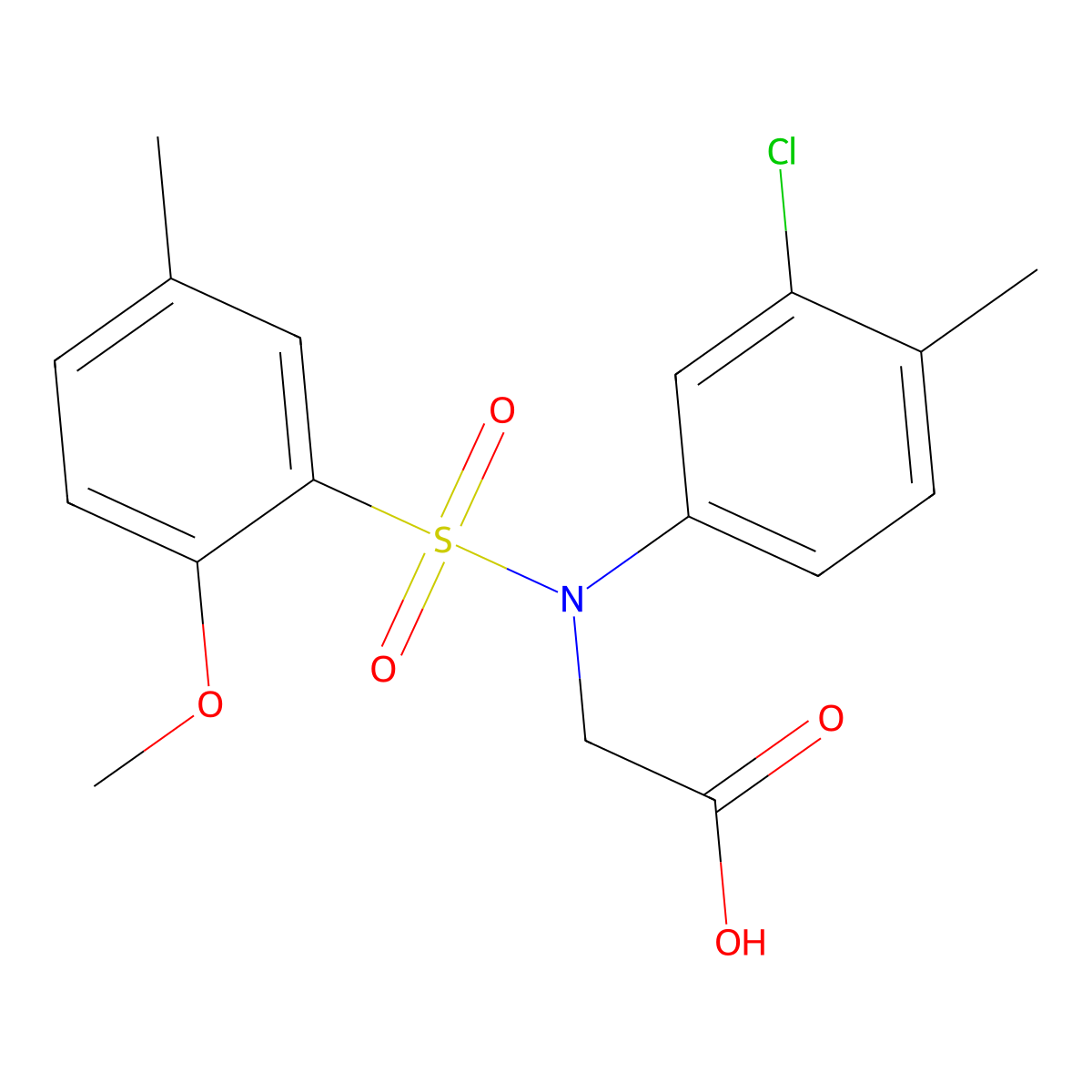 N-(3-chloro-4-methylphenyl)-N-[(2-methoxy-5-methylphenyl)sulfonyl]glycine molecular structure, CAS 839693-16-2