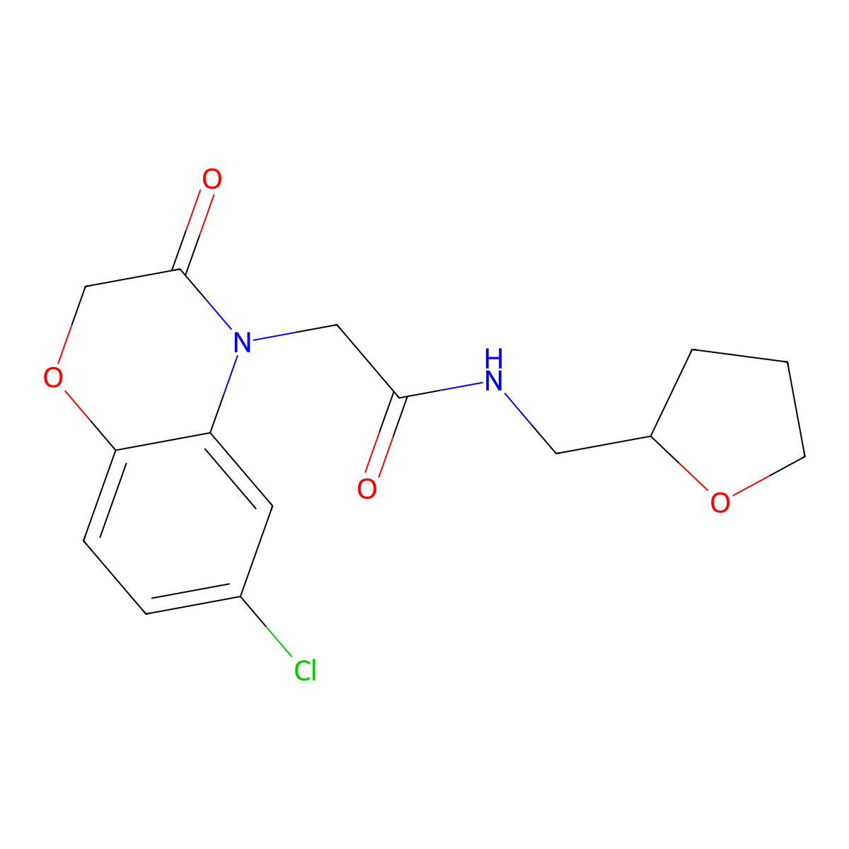 2-(6-chloro-3-oxo-1,4-benzoxazin-4-yl)-N-(oxolan-2-ylmethyl)acetamide molecular structure, CAS 839693-21-9