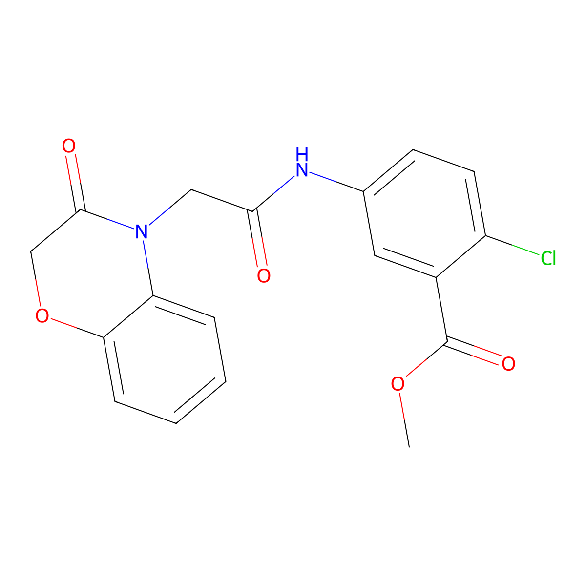 Methyl 2-chloro-5-[[2-(3-oxo-1,4-benzoxazin-4-yl)acetyl]amino]benzoate molecular structure, CAS 839693-50-4