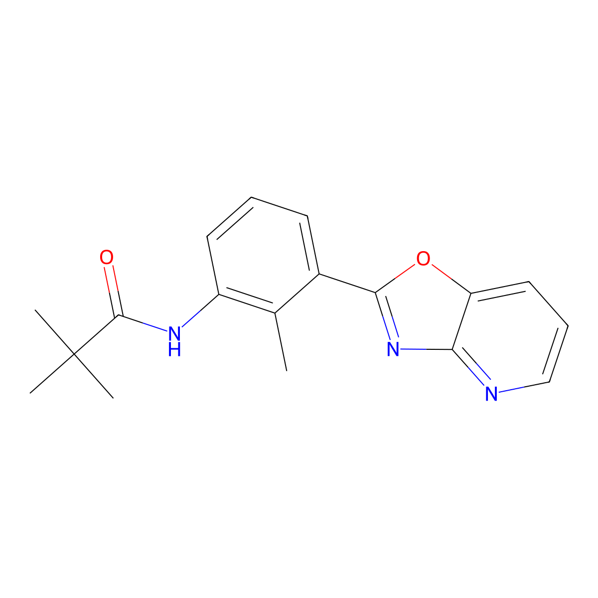 2,2-dimethyl-N-[2-methyl-3-([1,3]oxazolo[4,5-b]pyridin-2-yl)phenyl]propanamide molecular structure, CAS 839693-51-5