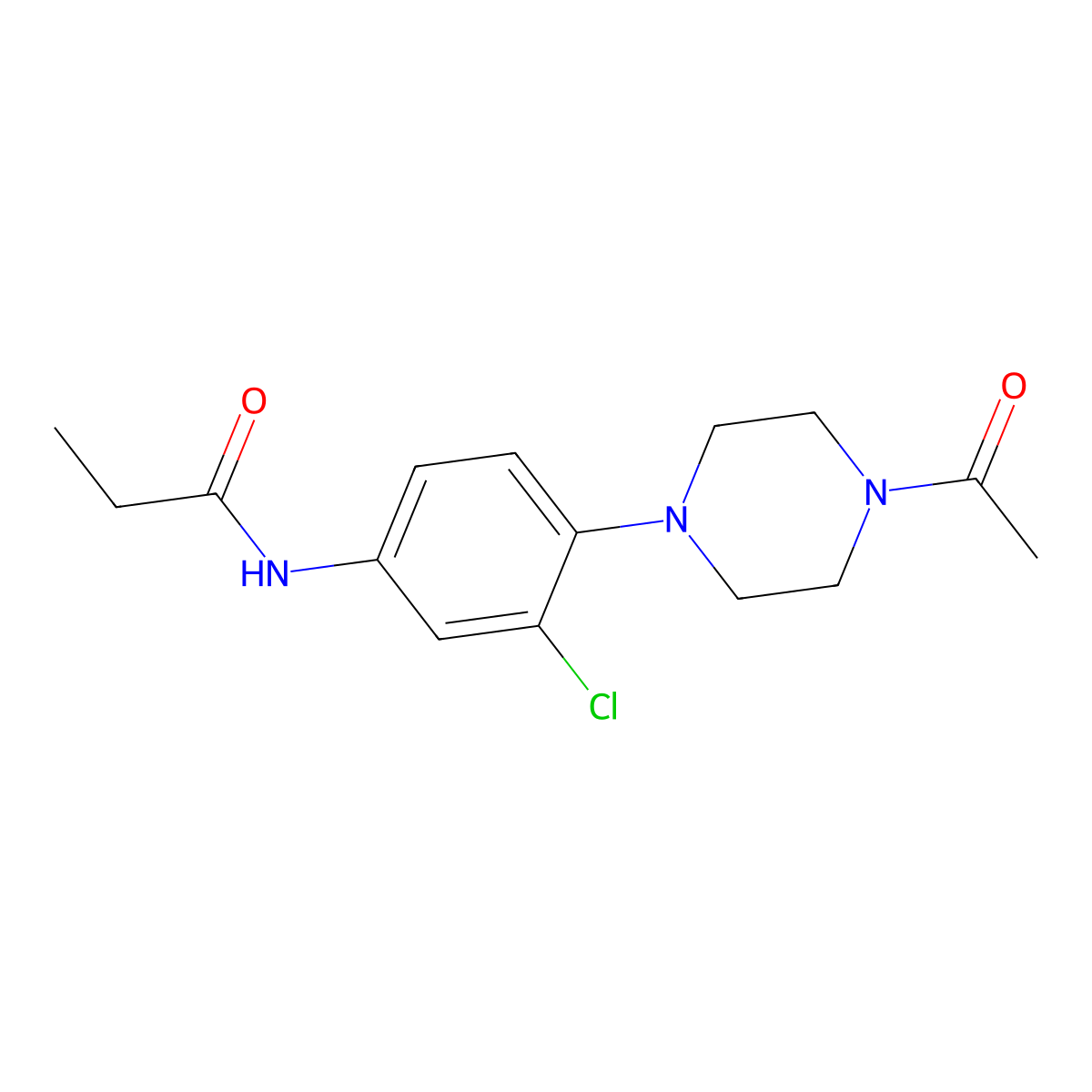 N-[4-(4-acetyl-1-piperazinyl)-3-chlorophenyl]propanamide molecular structure, CAS 839693-59-3