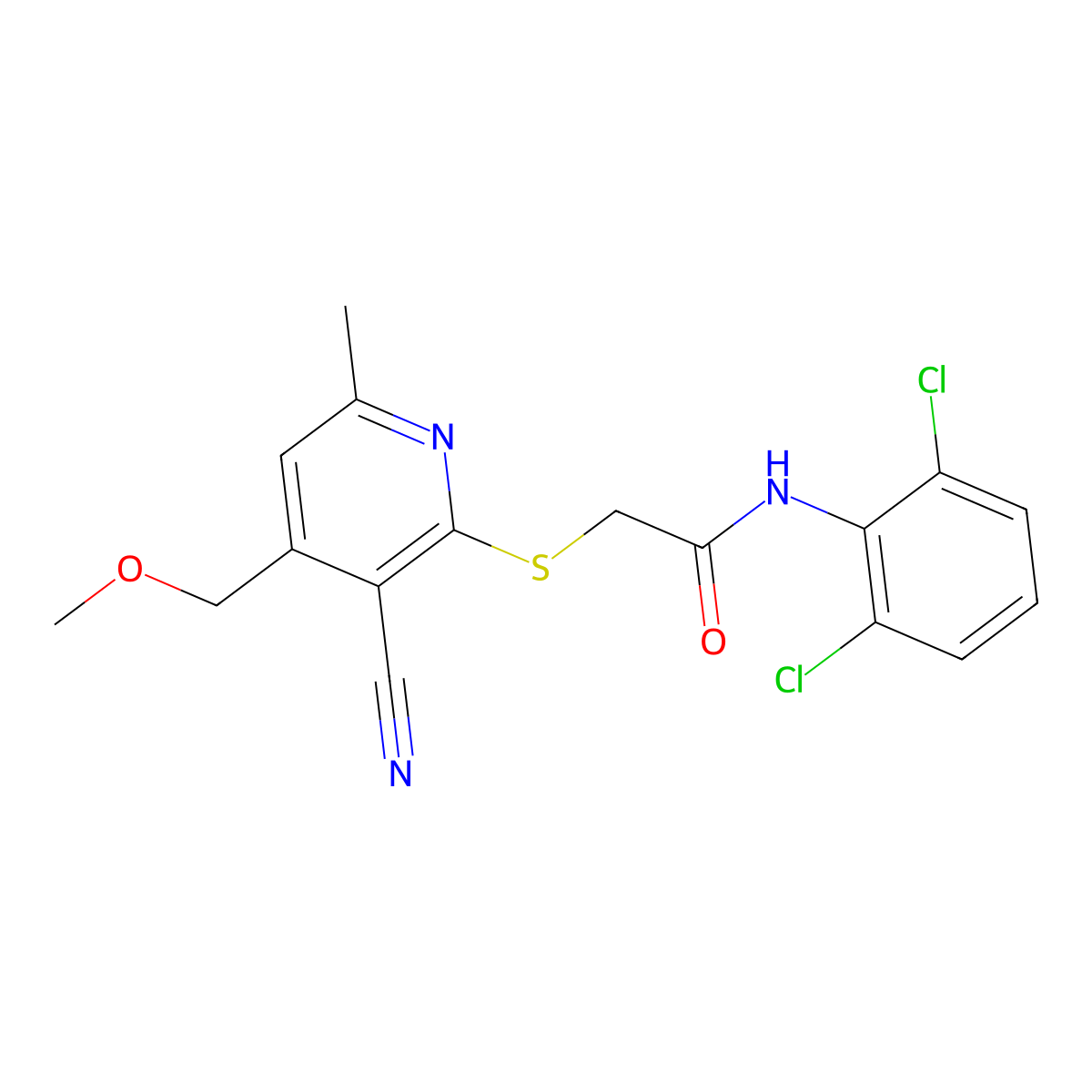 2-[3-cyano-4-(methoxymethyl)-6-methylpyridin-2-yl]sulfanyl-N-(2,6-dichlorophenyl)acetamide molecular structure, CAS 839693-69-5
