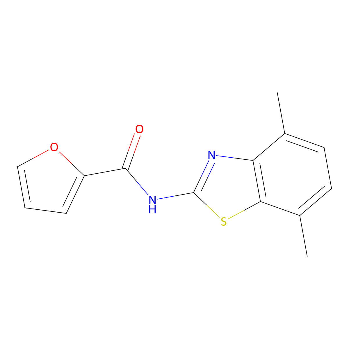N-(4,7-dimethyl-1,3-benzothiazol-2-yl)furan-2-carboxamide molecular structure, CAS 839694-10-9