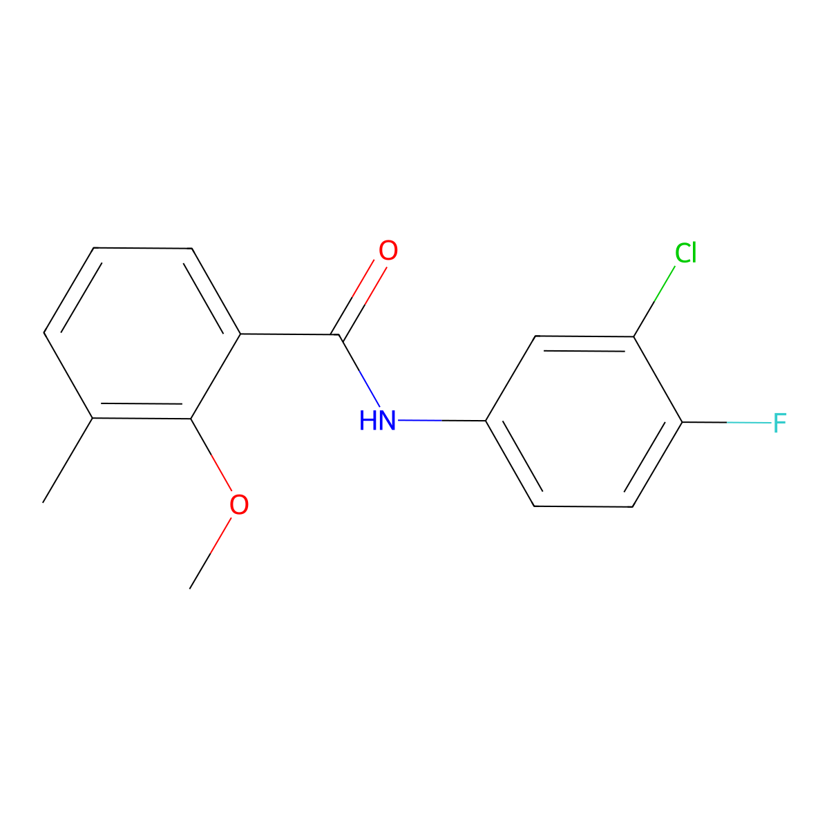 N-(3-chloro-4-fluorophenyl)-2-methoxy-3-methylbenzamide molecular structure, CAS 839694-14-3