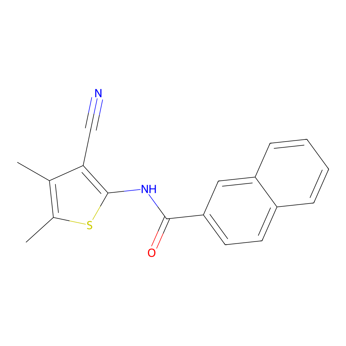 N-(3-cyano-4,5-dimethylthiophen-2-yl)naphthalene-2-carboxamide molecular structure, CAS 839694-64-3
