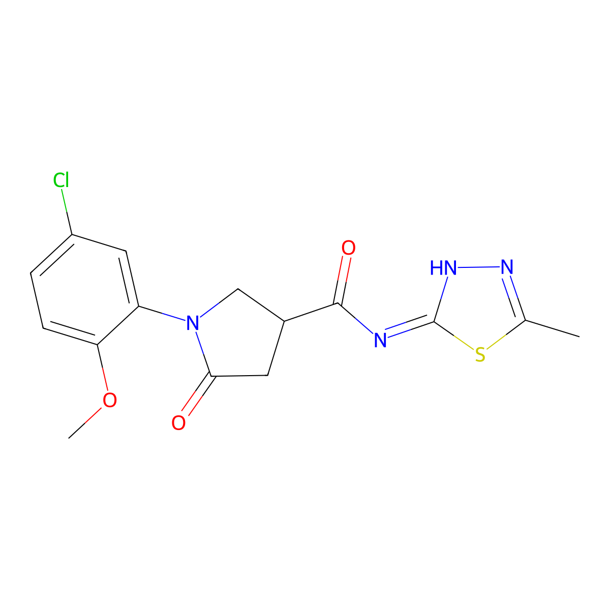 1-(5-chloro-2-methoxyphenyl)-N-(5-methyl-1,3,4-thiadiazol-2-yl)-5-oxopyrrolidine-3-carboxamide molecular structure, CAS 839694-77-8