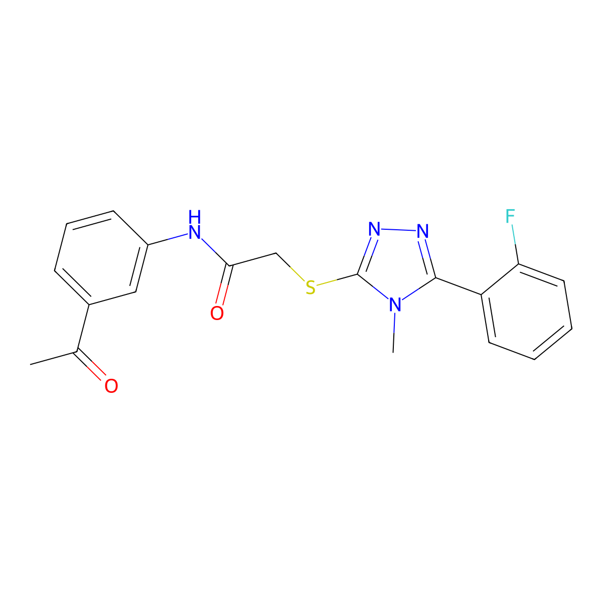 N-(3-acetylphenyl)-2-[[5-(2-fluorophenyl)-4-methyl-1,2,4-triazol-3-yl]sulfanyl]acetamide molecular structure, CAS 839694-84-7