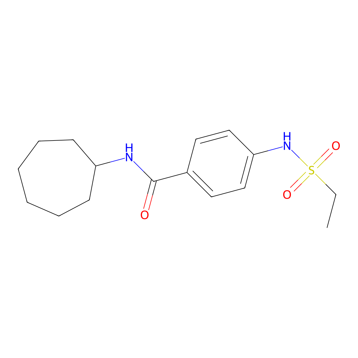 N-cycloheptyl-4-(ethylsulfonylamino)benzamide molecular structure, CAS 839694-93-8