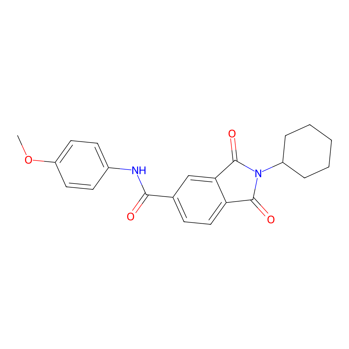 2-cyclohexyl-N-(4-methoxyphenyl)-1,3-dioxoisoindole-5-carboxamide molecular structure, CAS 839695-02-2