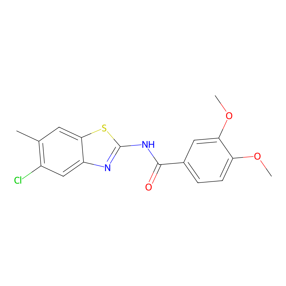 N-(5-chloro-6-methyl-1,3-benzothiazol-2-yl)-3,4-dimethoxybenzamide molecular structure, CAS 839695-05-5