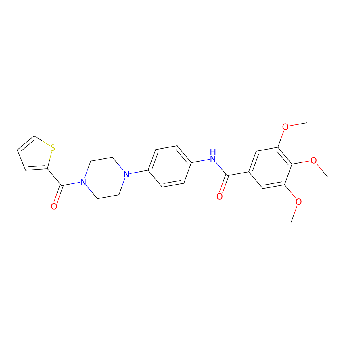 3,4,5-trimethoxy-N-[4-[4-(thiophene-2-carbonyl)piperazin-1-yl]phenyl]benzamide molecular structure, CAS 839695-40-8