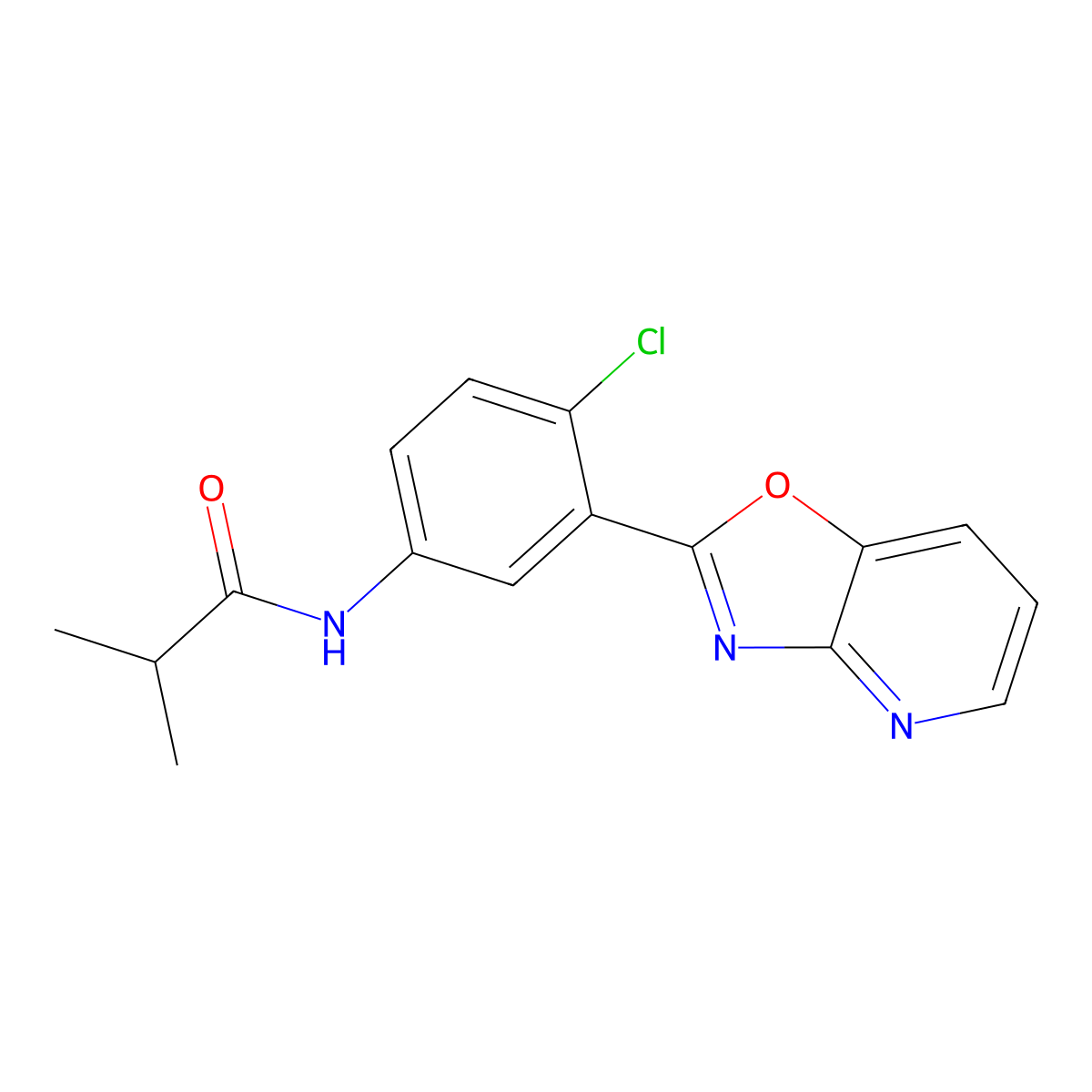 N-[4-chloro-3-([1,3]oxazolo[4,5-b]pyridin-2-yl)phenyl]-2-methylpropanamide molecular structure, CAS 839695-52-2