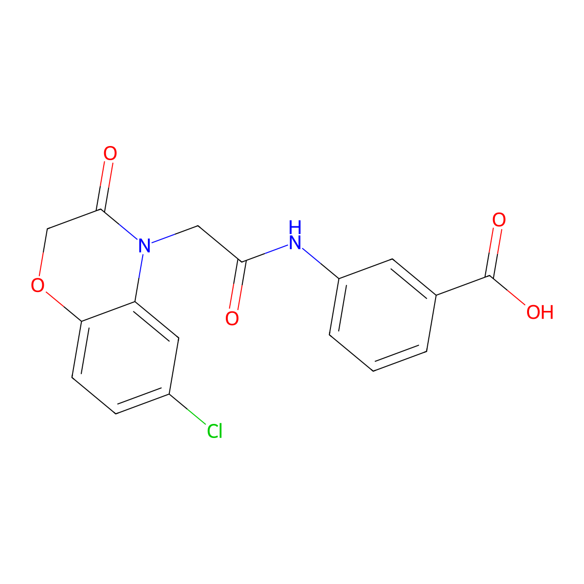 3-[[2-(6-Chloro-3-oxo-1,4-benzoxazin-4-yl)acetyl]amino]benzoic acid molecular structure, CAS 839695-64-6