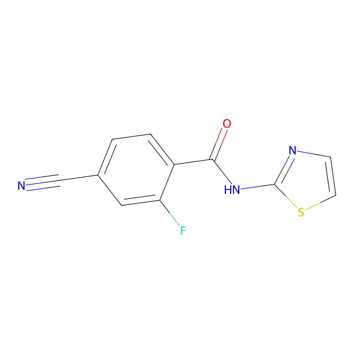 4-cyano-2-fluoro-N-(1,3-thiazol-2-yl)benzamide molecular structure, CAS 839696-04-7