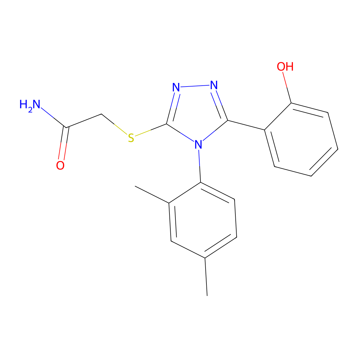 2-{[4-(2,4-dimethylphenyl)-5-(2-hydroxyphenyl)-4H-1,2,4-triazol-3-yl]sulfanyl}acetamide molecular structure, CAS 839696-10-5
