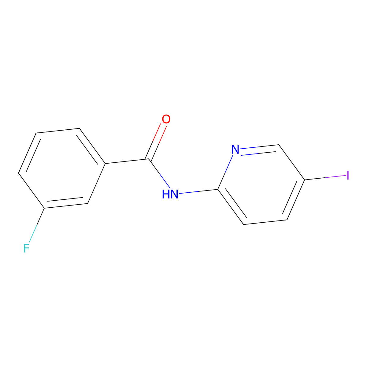 3-fluoro-N-(5-iodopyridin-2-yl)benzamide molecular structure, CAS 839696-18-3