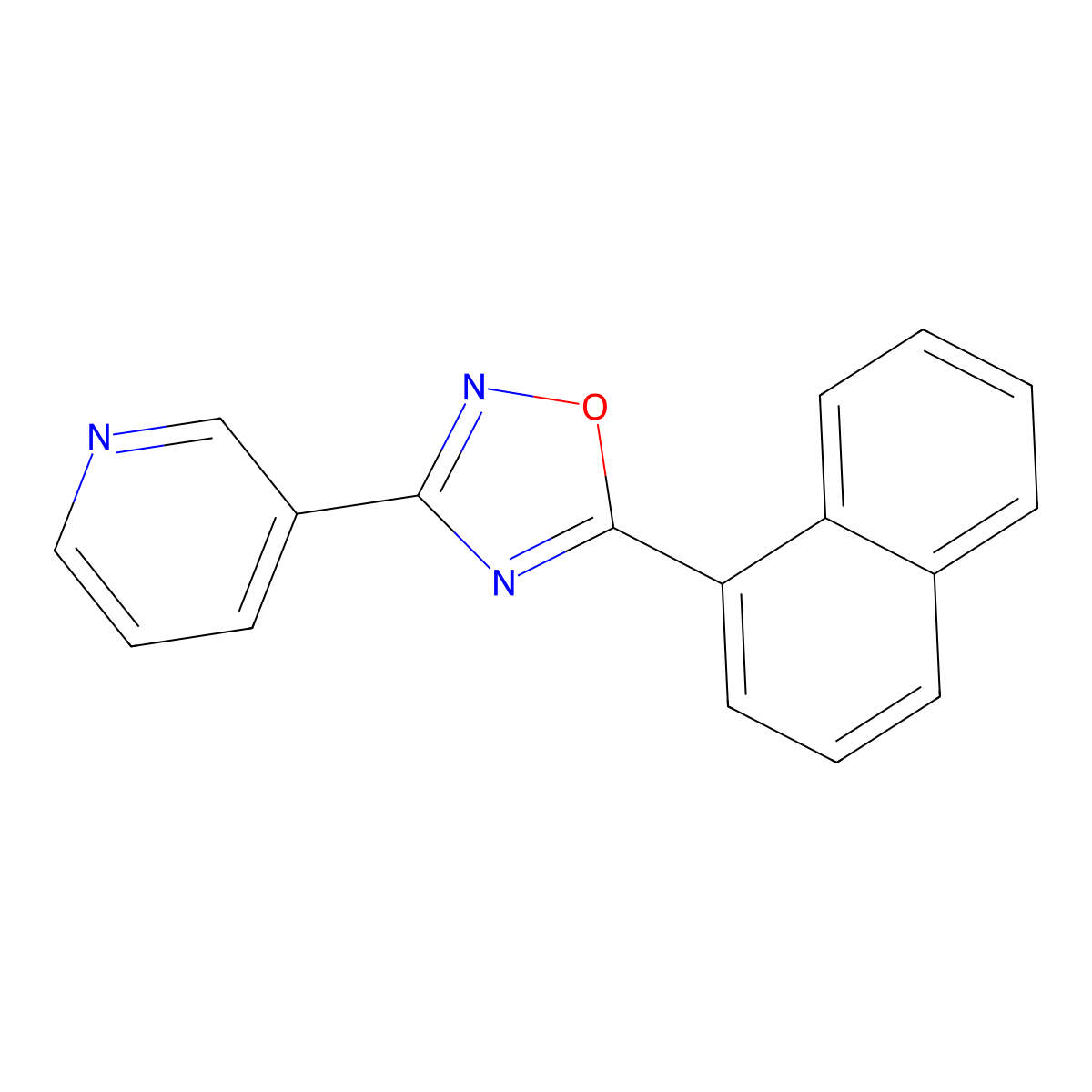5-Naphthalen-1-yl-3-pyridin-3-yl-1,2,4-oxadiazole molecular structure, CAS 839696-20-7