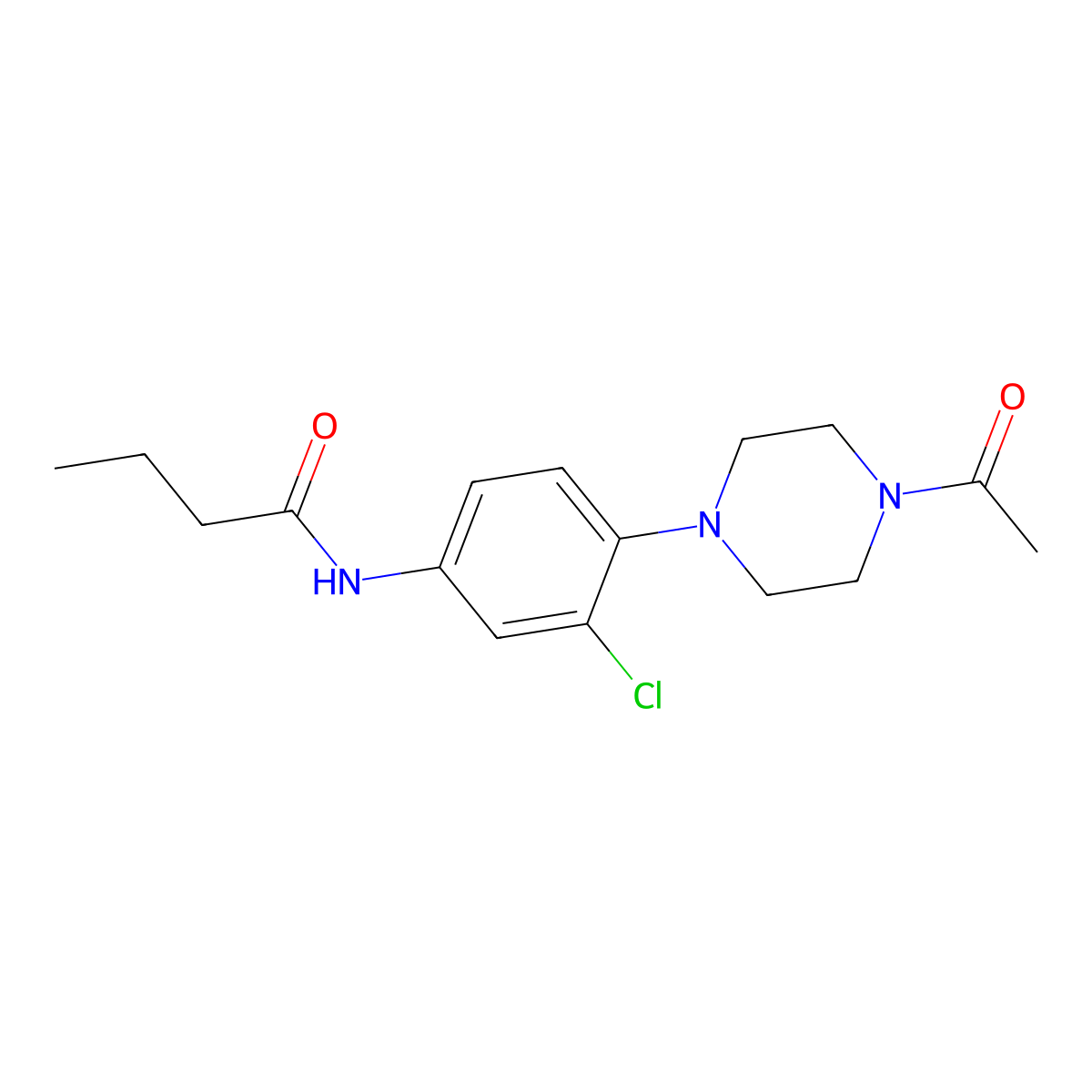 N-[4-(4-acetylpiperazin-1-yl)-3-chlorophenyl]butanamide molecular structure, CAS 839696-42-3