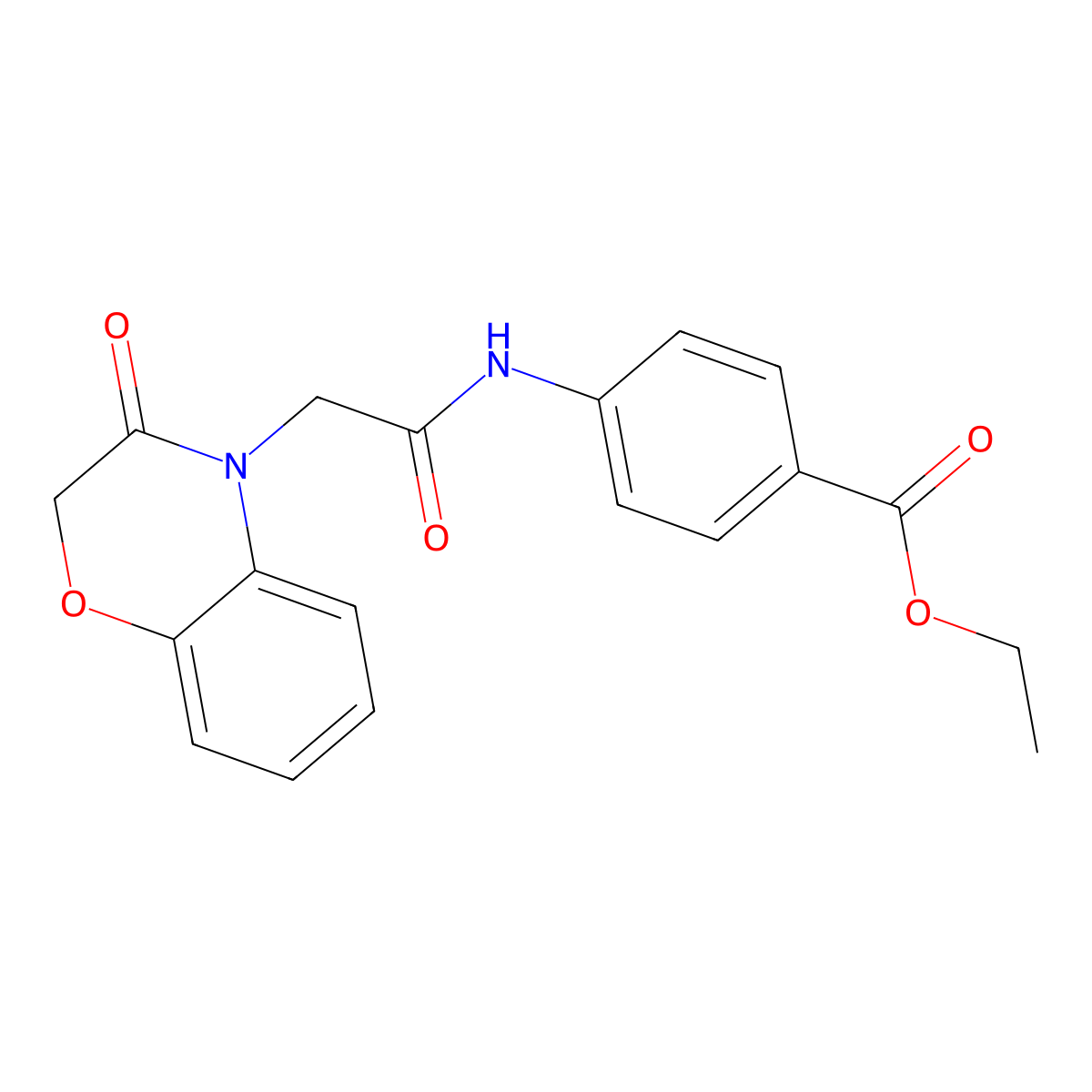 Ethyl 4-[[2-(3-oxo-1,4-benzoxazin-4-yl)acetyl]amino]benzoate molecular structure, CAS 839696-49-0