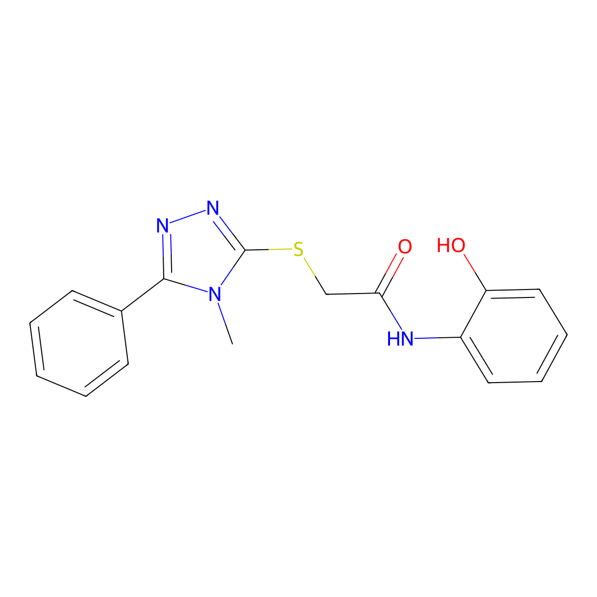N-(2-hydroxyphenyl)-2-[(4-methyl-5-phenyl-1,2,4-triazol-3-yl)sulfanyl]acetamide molecular structure, CAS 839696-62-7