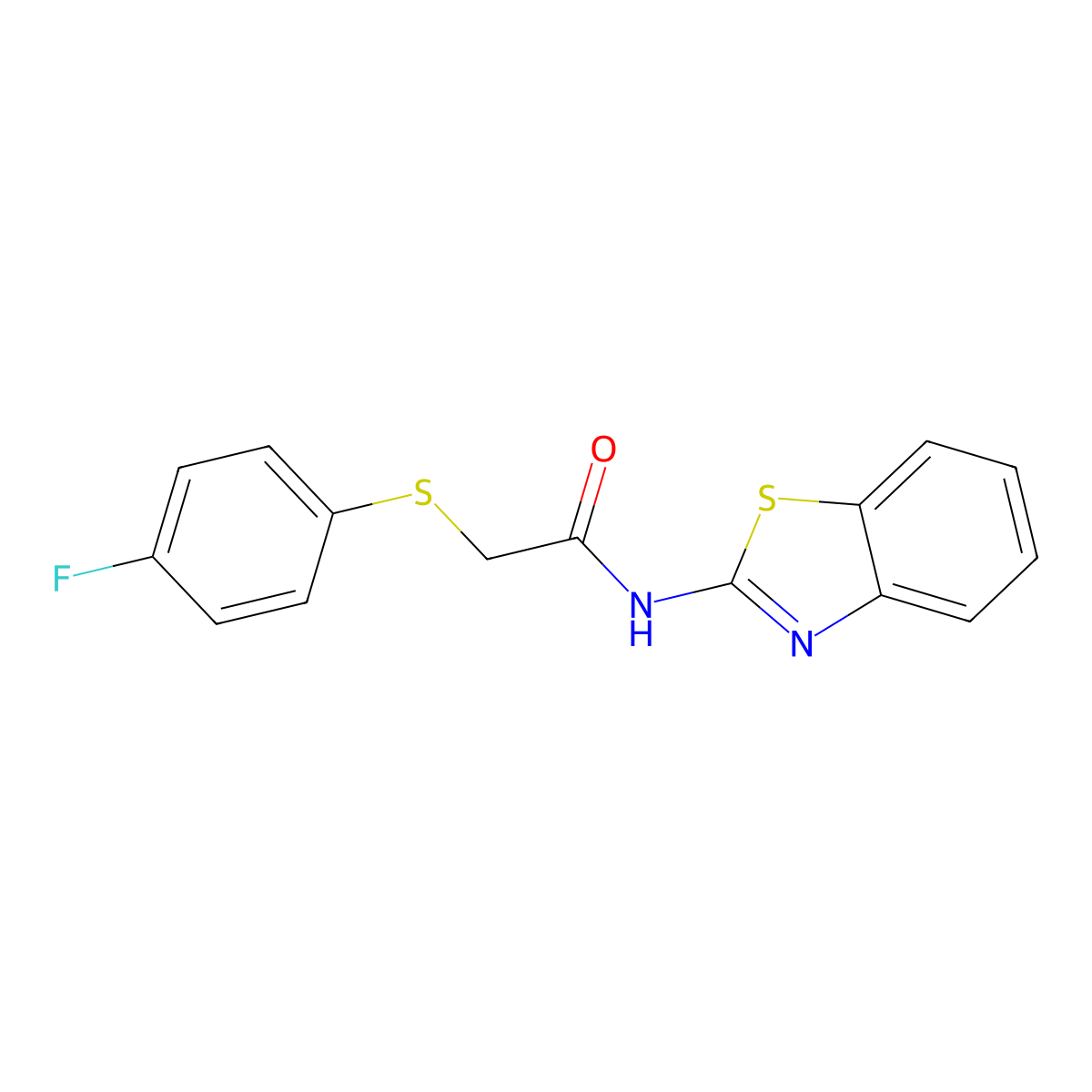 N-(benzo[d]thiazol-2-yl)-2-((4-fluorophenyl)thio)acetamide molecular structure, CAS 839696-71-8